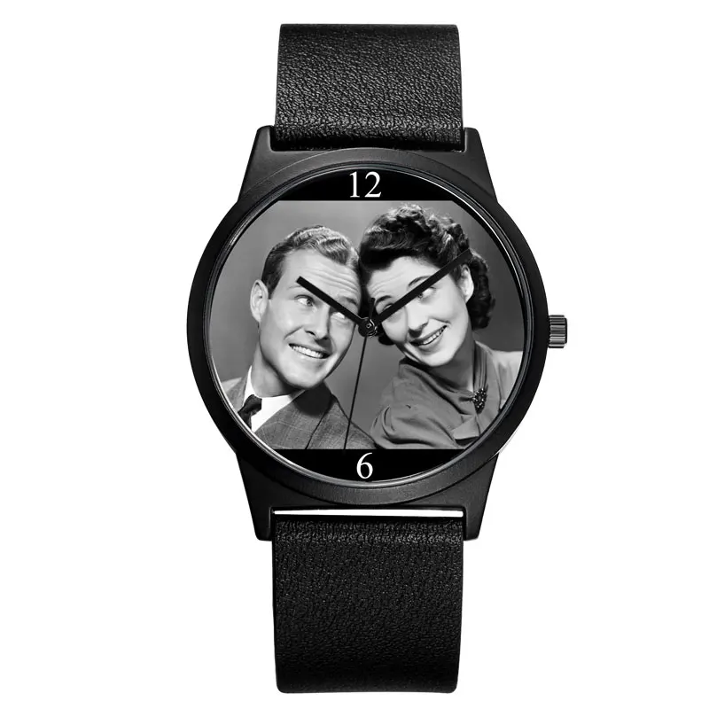 

B-9042 BAOSAILI New Design Couple Watch Lovers Photo Face Dial Classic Black Wrist Watch Best Christmas Gift Hour Clock CUSTOM