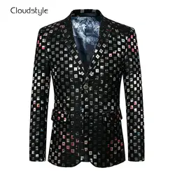 Cloudstyle 2018 мужской вечерние Блейзер Однобортный пальто решетки куртка с принтом Для мужчин Повседневное полный роскошный Slim Fit Blazer Для мужчин