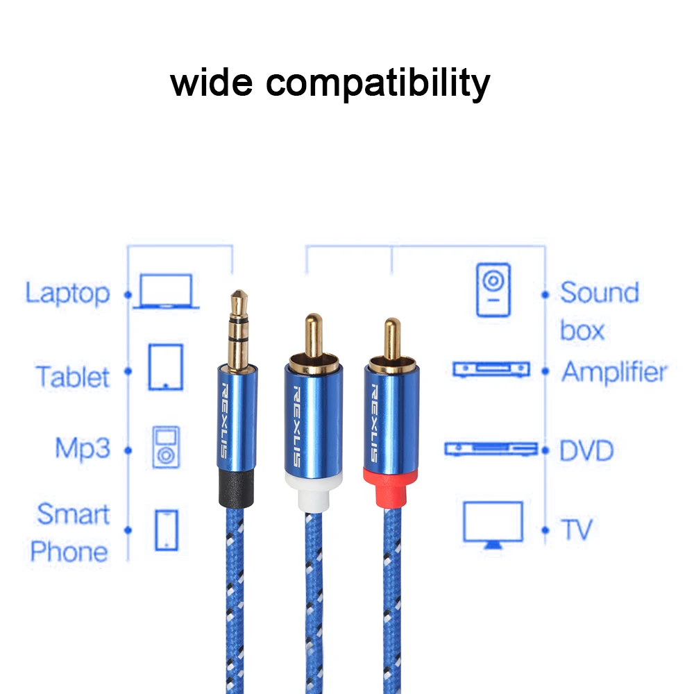 Новый аудиокабель RCA 2RCA на 3 5 мм AUX кабель для DJ усилителей сабвуферов