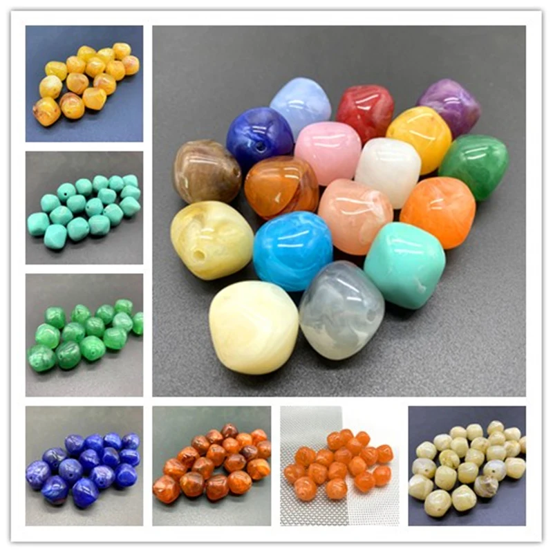 

New 10 Pcs Irregular Round Acrylic Beads Spacer Loose Beads For Jewelry Making DIY Bracelet #18Colors Pick
