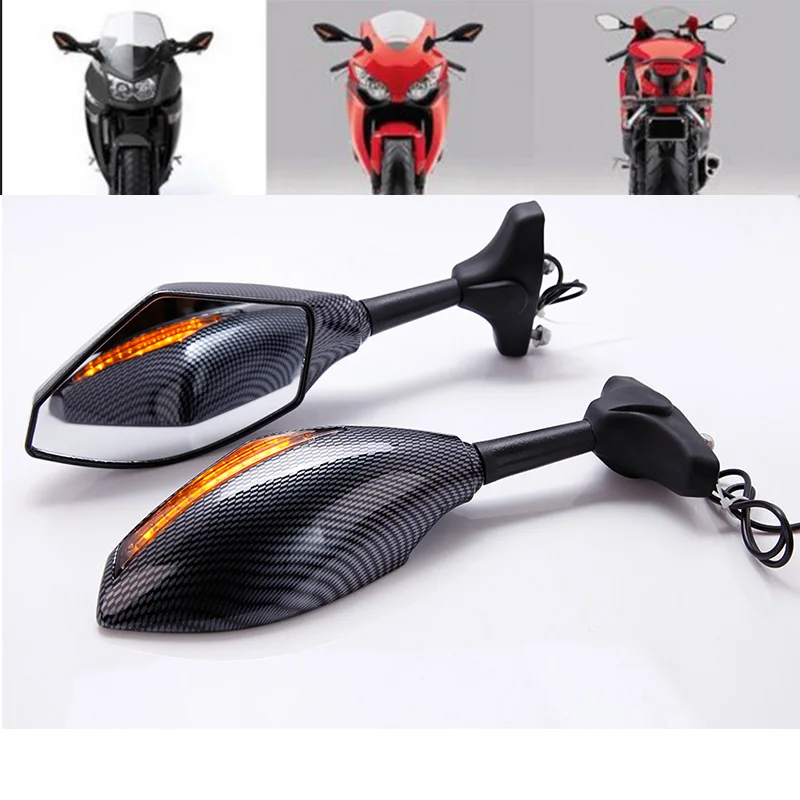 Черные Углеродные светодиодные зеркала поворота для YAMAHA YZF R6 FZ1 FZ6 600R R3|turn signal