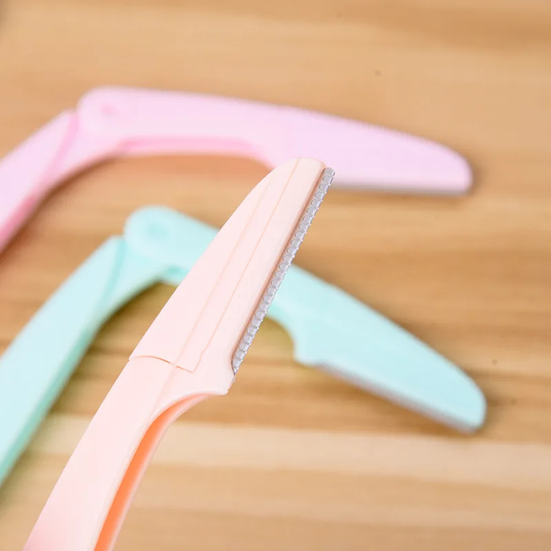 

Plastic Foldable Handle Stainless Steel Knife Eyebrow Trimmer Facial Hair Remover Beauty Tool