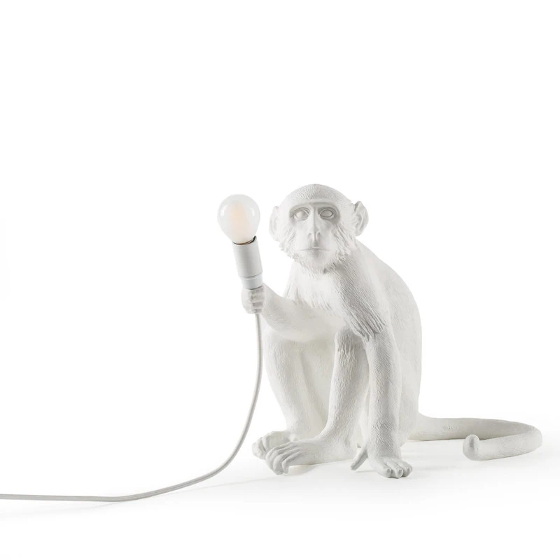 Современная лампа в форме обезьяны, подвесные светильники, светодиодный светильник, промышленное освещение, пеньковая веревка, винтажный светодиодный светильник, люстры, лампы для освещения - Цвет корпуса: White Table lamp