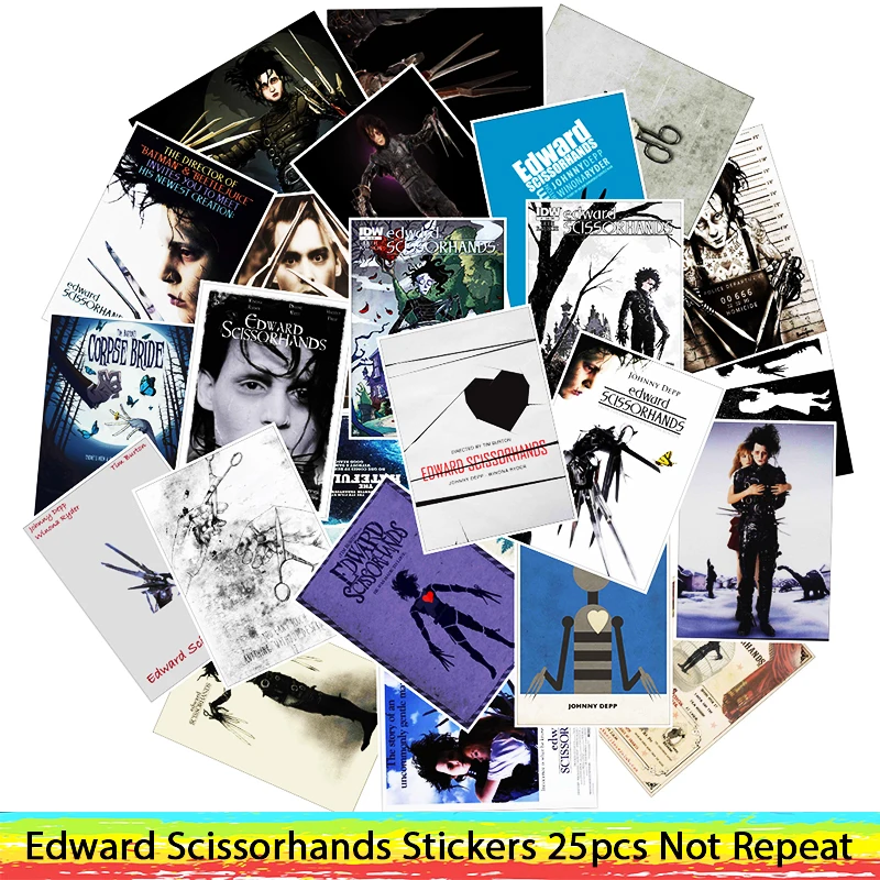 

25Pcs/Lot Waterproof Movie Edward Scissorhands PVC Stickers For Laptop Motorcycle Skateboard Luggage Decal Toy Sticker