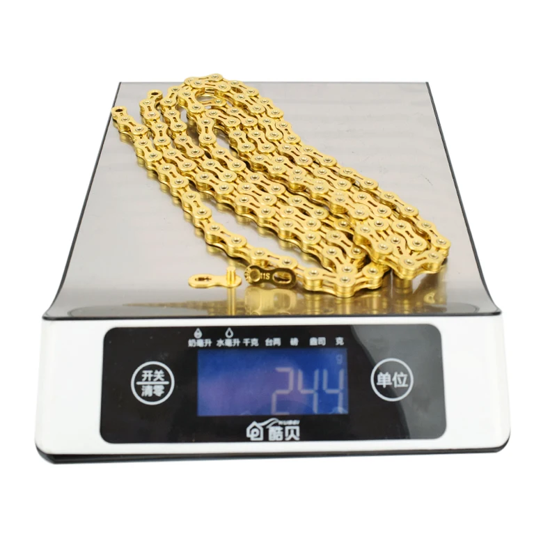 Excellent TOP Original 11 Speed Full Hollow Chains 11S Bicycle Chain 116L bicycle Chain Gold Mountain MTB Road bike Parts VG sports 244g 11