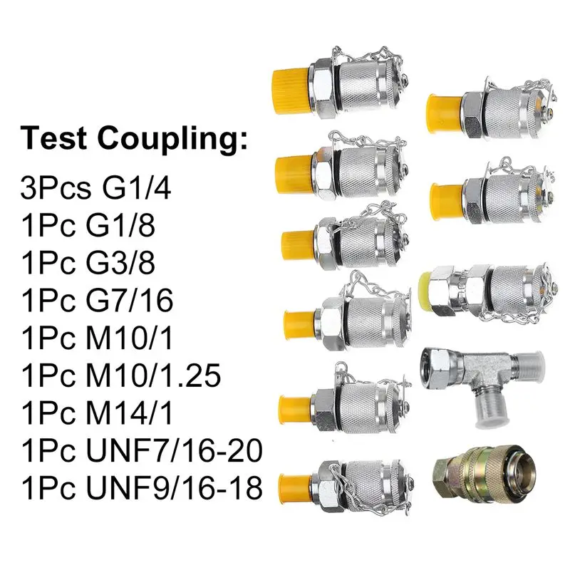  Portable Hydraulic pressure guage Excavator Hydraulic Pressure Test Kit w/ Testing Point Coupling v