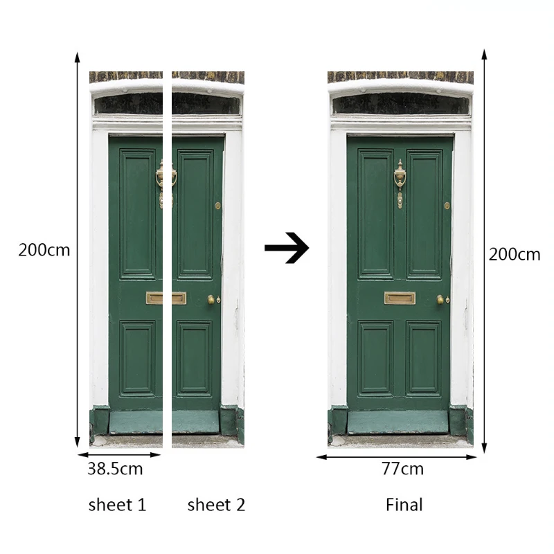 2pcs/set 3D Creative Door Sticker Wallpaper Green Iron Gate Wall Stickers DIY Mural Poster PVC Waterproof Bedroom Home Decor 2pcs/set 3D Creative Door Sticker Wallpaper Green Iron Gate Wall Stickers DIY Mural Poster PVC Waterproof Bedroom Home Decor