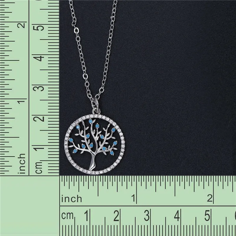 Trendy Silver Plated Tree of Life Cubic Zirconia pendant  necklace for women (7)