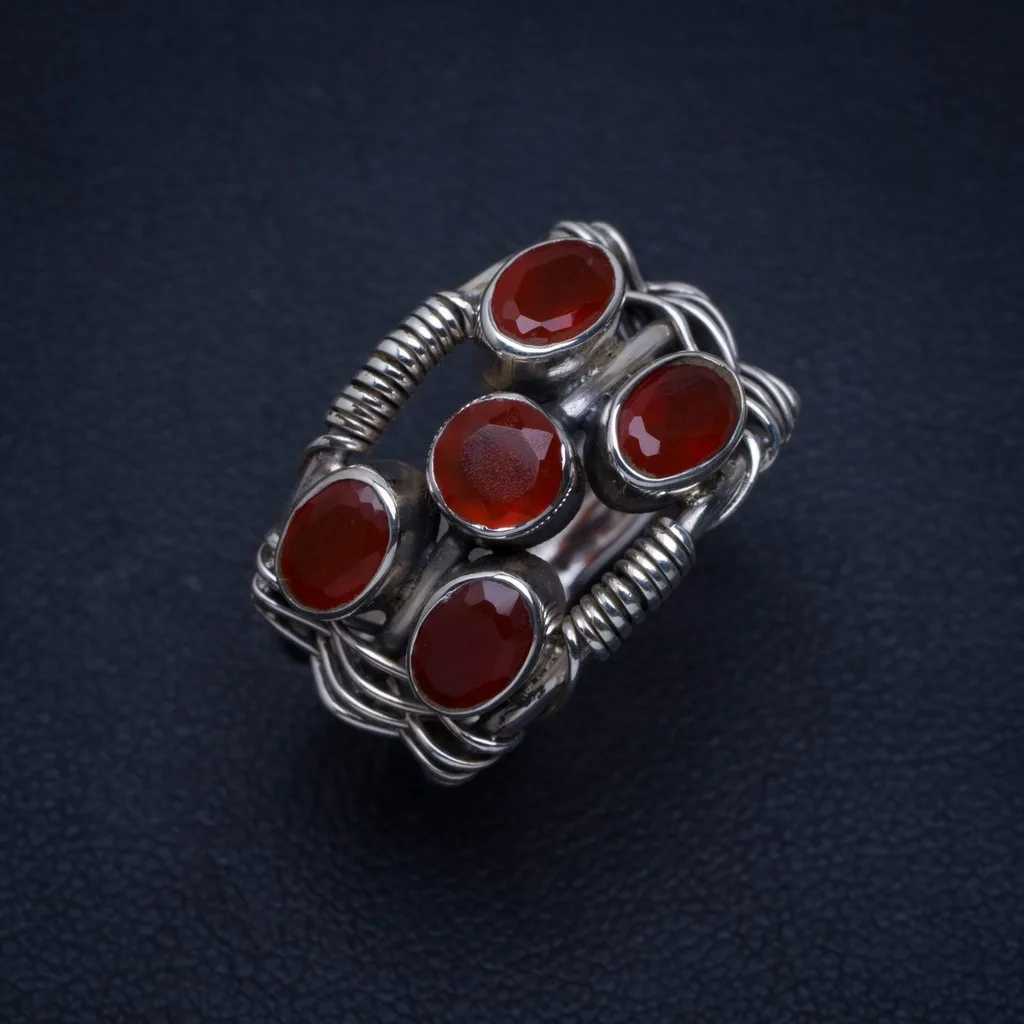 

Natural Carnelian Handmade Unique 925 Sterling Silver Ring 7 A4145