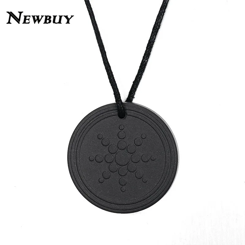 

NEWBUY Fashion Men Black Quantum Scalar Energy Pendant Sun Flower Design Pendant Necklace Wholesale Cool Black Men Necklace