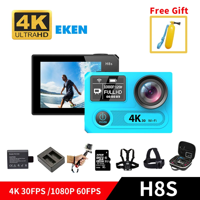 Buy Cheap EKEN H8S Action Camera Ambarella A12 4K WiFi Go Underwater Sport Cam 1080P Dual Screen Pro Sj DV+Option Charger Battery TF card