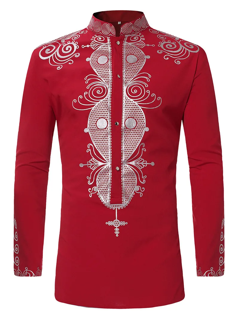 african outfits for women African Tribal Dashiki Longline Shirt 2022 Brand New Long Sleeve Mandarin Collar Dress Shirt Men African Clothing Camisa Hombre africa dress