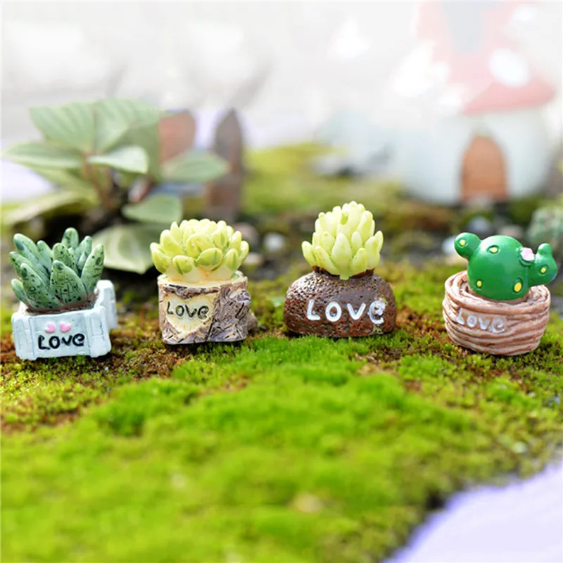 

One set Mini Cactus Plant PVC Crafts for Doll House Decorations