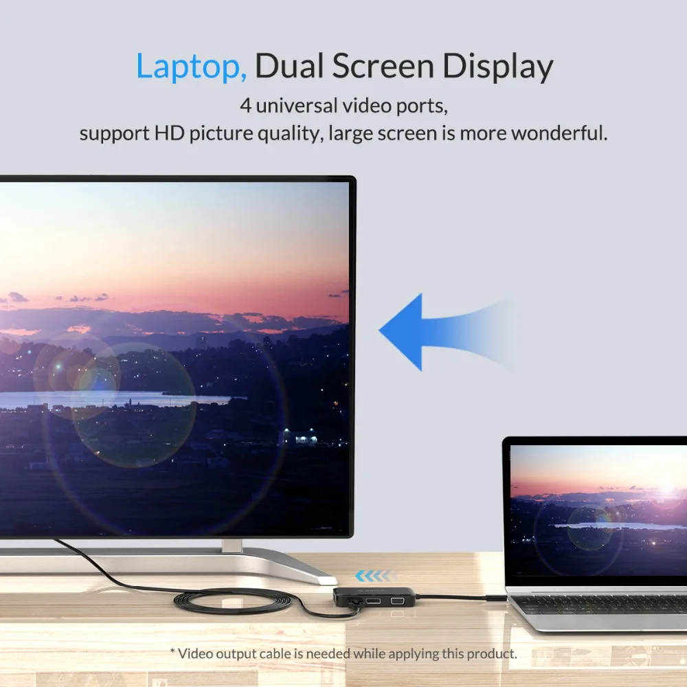 ORICO USB C концентратор тип-c к HDMI/VGA/DP/DVI адаптер usb-хаб для Mac/Windows/samsung/HUAWEI Mate10 Pro P20 P20 Pro