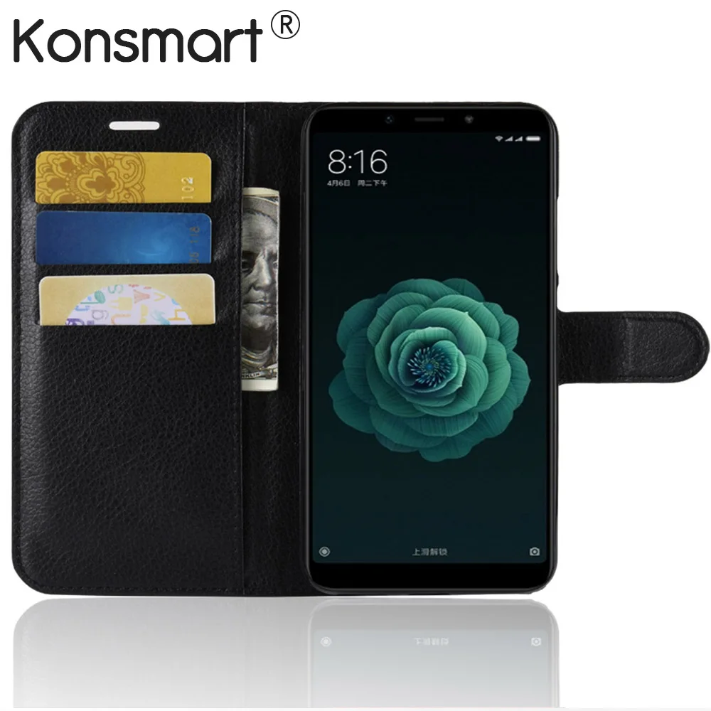 

KONSMART Phone Case For Xiaomi Mi 6X Wallet Book Case Back Cover Global Version Mi A2 Flip PU Leather Mi6X Phone Cases 4GB 6GB