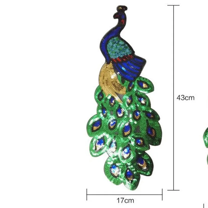 1 шт. красочные блесток павлин вышивка ткань большая аппликация патч африканский кружево пришить платье ткань украшения аксессуары Diy