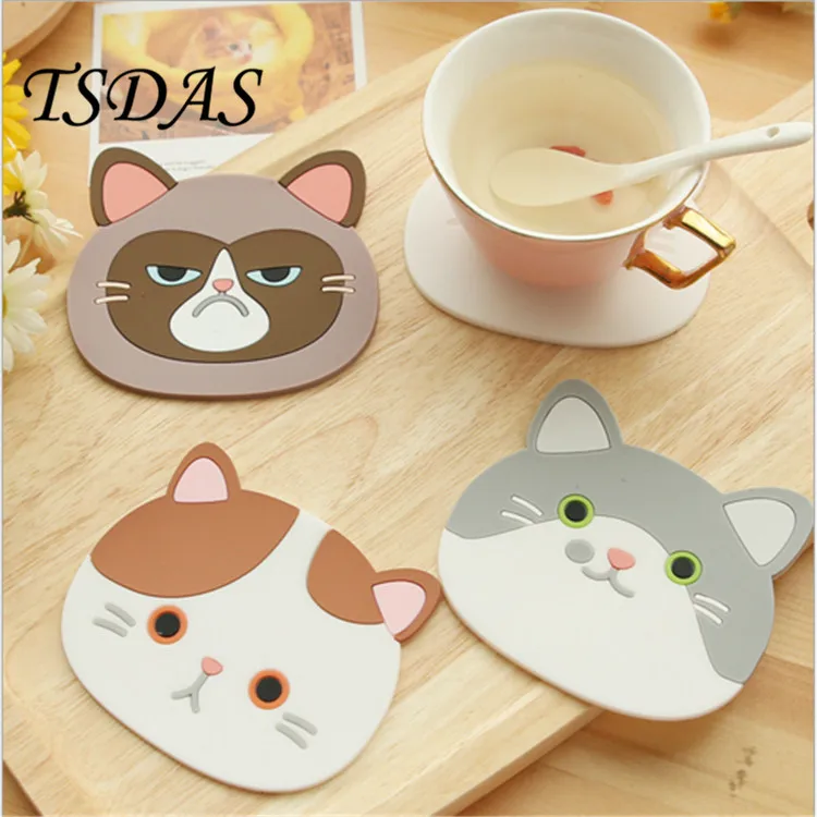 

Cute 6 Designs Cat Cartoon Cup Mat Coaster Slip Insulation Pad Coaster Table Decoration Free Shipping