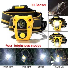 Лампа+ светодиодный ABS ИК Сенсор 2000LM налобный фонарь 5 W COB XPE шлем с led подсветкой свет фар 60 градусов угол поворота для использования вне помещений