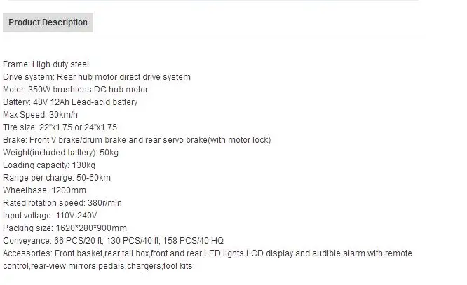 Best Electric Bicycle Adult with 350W Brushless Hub Motor Two Seat Electric Motorcycle 24"x1.75 Standard Type Ebike New Arrival 2