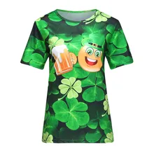 Горячая Распродажа, футболка с четырьмя листьями, женские футболки с 3D принтом для девочек, футболка с короткими рукавами, топы, футболка, femme, зеленый топ