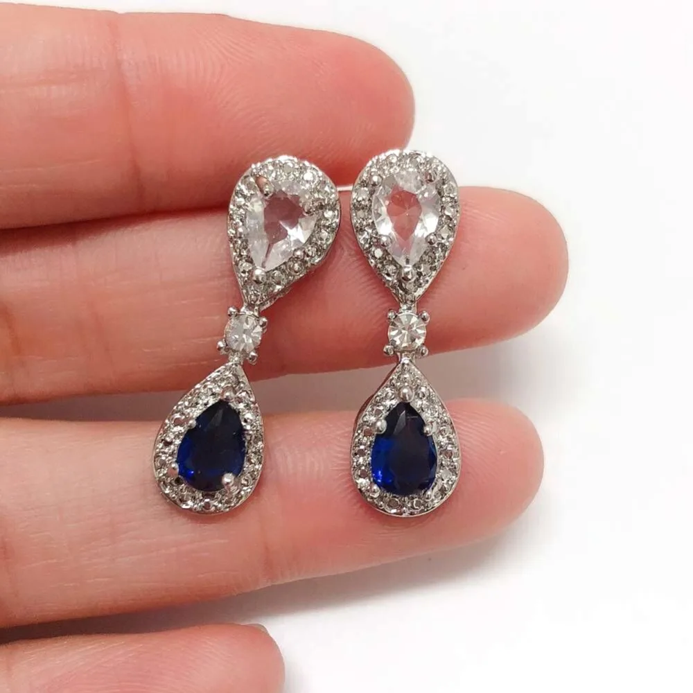 Fashion Elegant Temperament Luxury Earring White With Full Shiny Drop