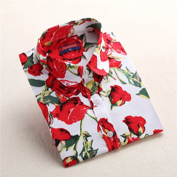 Aliexpress.com : Buy Brand New Red Rose Blouse Floral Print Tops Long ...