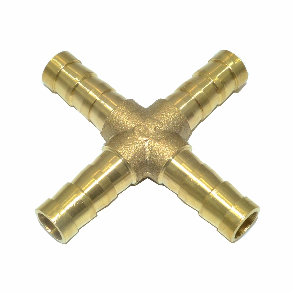 6 8 10 mm Hose Barb Cross Brass Barbed Tube Pipe Fitting Coupler