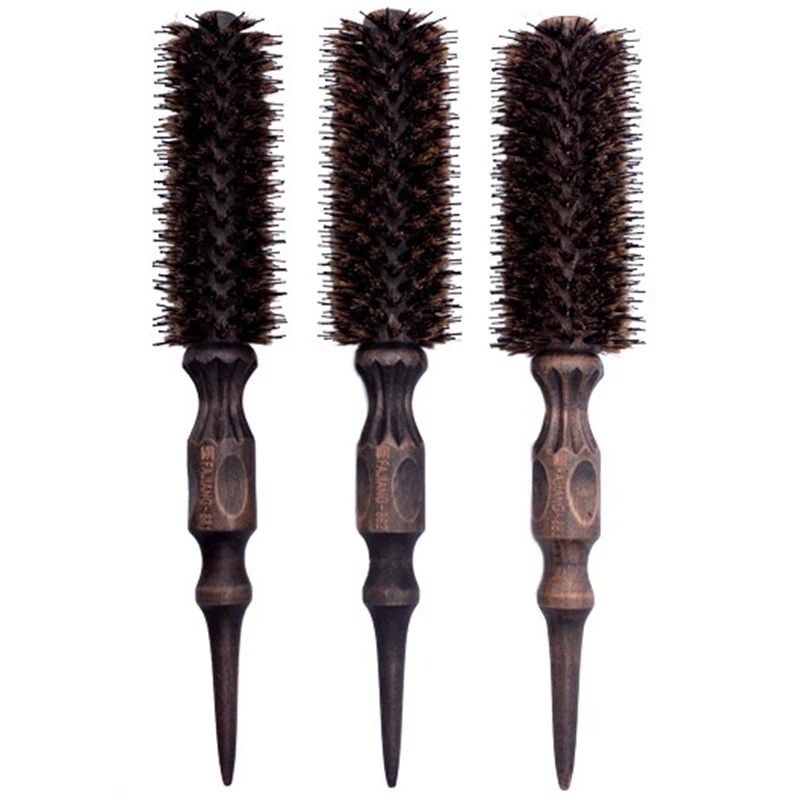 

IRUI 1pc Comb Hair Brush Portable Round Anti-static Curly Natural Wood Handle Styling Hairdress Comb