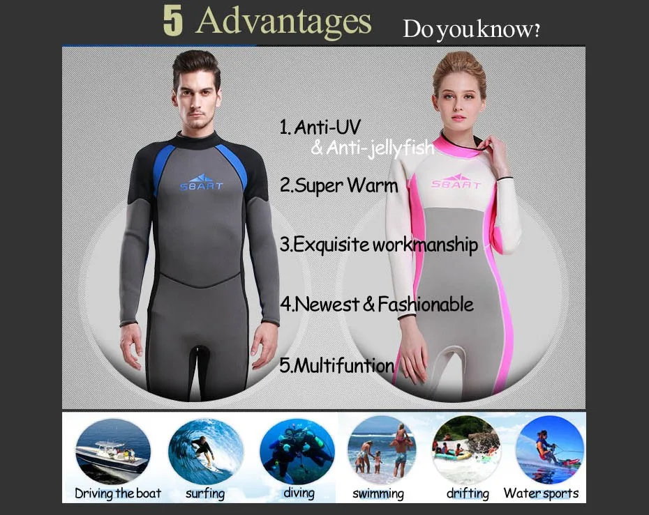 SBART костюм для дайвинга мужской костюм для серфинга мужской мокрый костюм для плавания Дайвинг купальник купальный костюм гидрокостюмы для подводной охоты