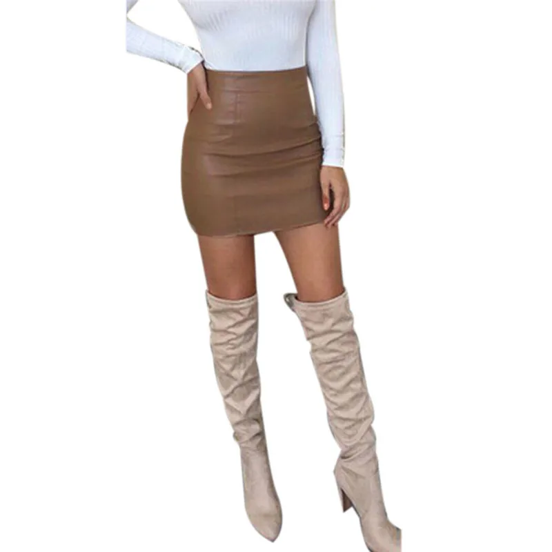 Женская облегающая мини юбка snowshine YLSW Кожаная Мини с высокой талией|short mini skirt|mini