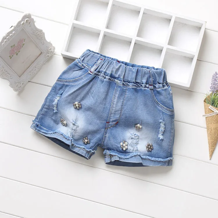 Summer Fashion Children Denim Shorts Baby Girls Cotton Sand Short Kids Girl Casual Jeans Shorts 3-12Yyears