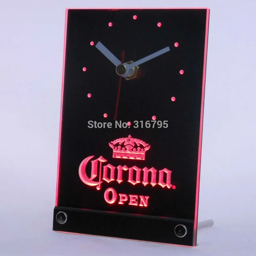 Tnc0109 Corona Open Beer 3d Led Table Desk Clock Wall Clocks Home