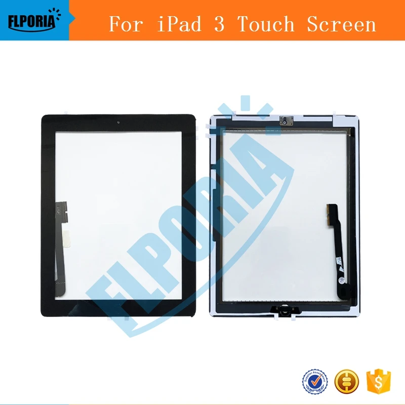 IPHT0201 For IPAD 3 whiteblack Digitizer Touch Screen Front Display Glass Assembly - Includes Home Button and flex + Camera Holder + frame(5)