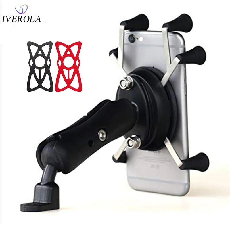 

Univerola Motorcycle Rear Mirror Mount with X-Grip Holder for Iphone X 8plus 360° Rotation Mirror Holder Stent for GPS HuaWei