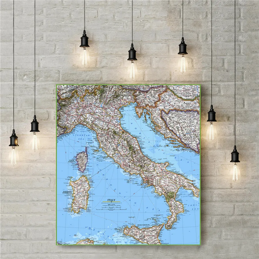 

Large Detailed Map of Italy with Cities And Towns Geographic Poster Print Canvas Poster Wall Sticker Home Bar Pub Cafe Decor