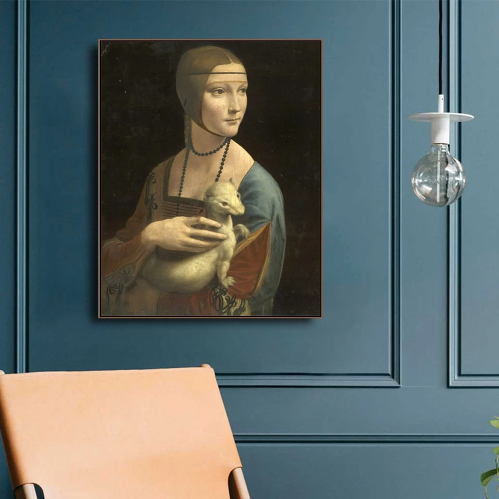 Lady with an Ermine By Vinci Art известная картина маслом холст каллиграфический домашний