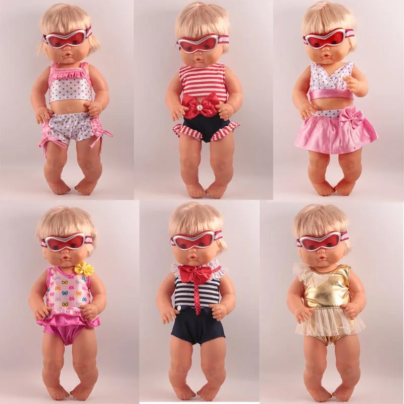 

Swimsuits For Dolls Fit 41cm Nenuco Doll Nenuco y su Hermanita 6 styles bathing suits with Googles Outfits Set for 16inch 18inch