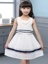 2016 New Summer Style Dresses For Girl Printed Sleeveless Formal Girl Dresses Teenagers Party Dress Free Shipping