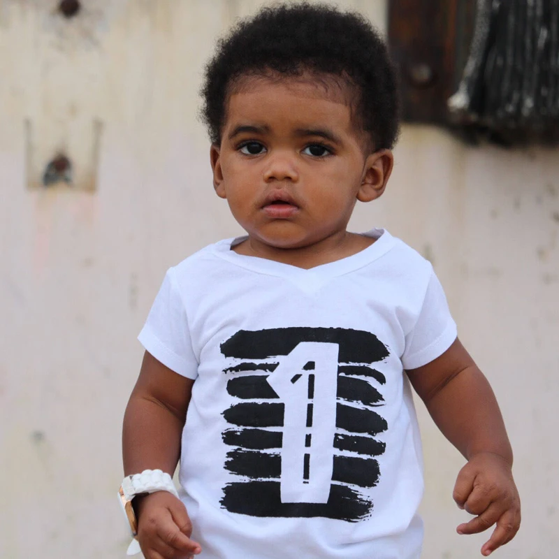 Summer Baby Boys T-shirt For Girl Tops White Black 1 2 3 4 Years Birthday Outfits Kids Tees Shirt Tops Children Shirts Clothing