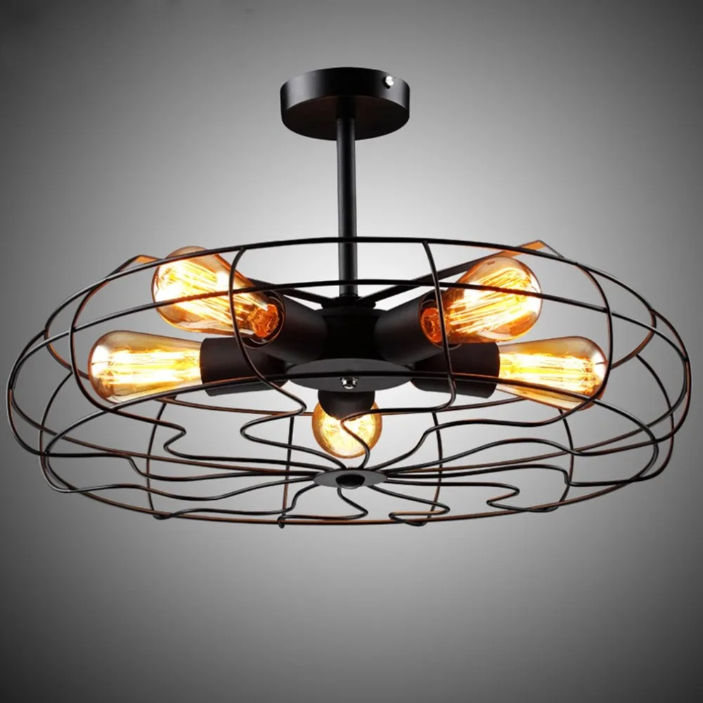 

Industrial Vintage Metal Fan Shape Ceiling Light Unique Living Ceiling Chandelier Suitable For Indoor Lighting