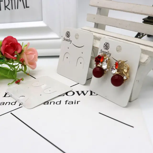 Wholesale 100pcs/lot White PVC+Paper Earrings Card Fashion Earring Ear