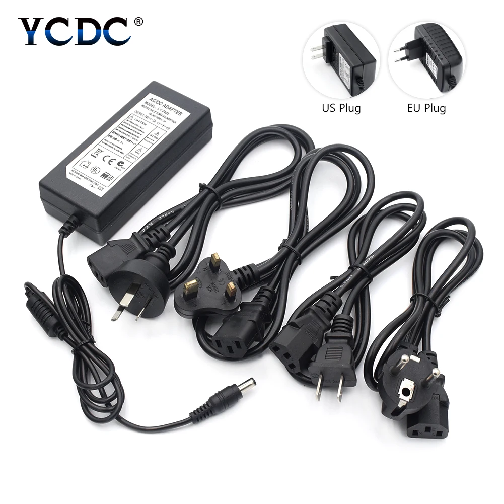 

AC DC Power Supply 24V 4A 3A 2A 1A Adapter Charger Transformer 5.5x2.1mm With Cord cable For Switch LED Strip Light CCTV Camera