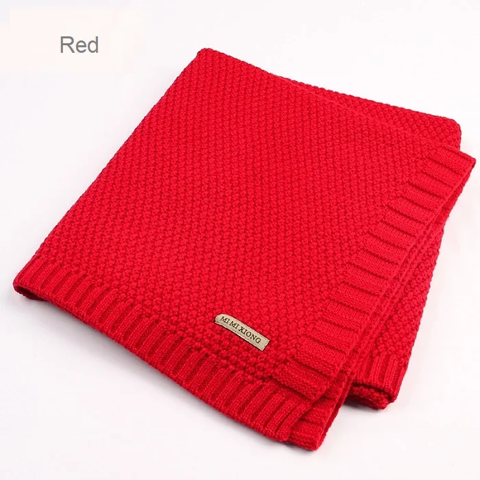 Детское одеяло, вязаное шерстяное одеяло для новорожденных, супер мягкое одеяло для младенцев, пеленание для детей, постельные принадлежности для малышей - Цвет: Red