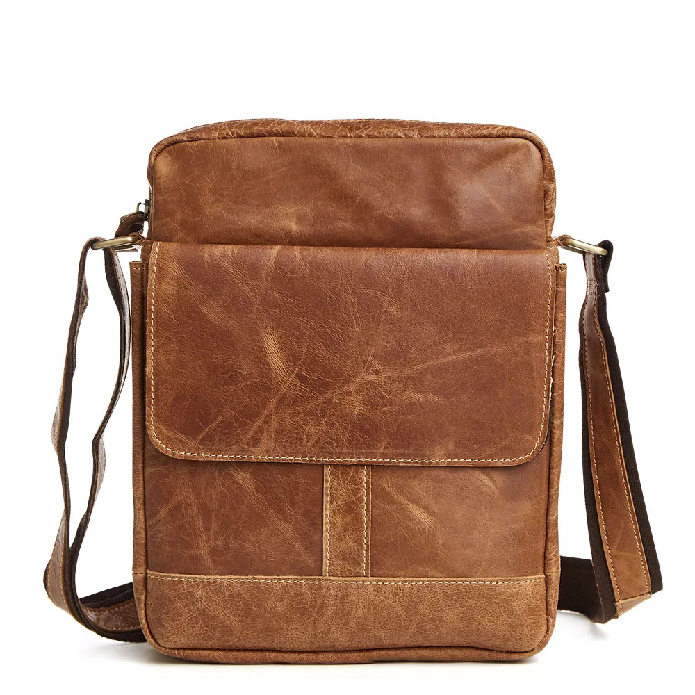 

Genuine leather shoulder bag for men vintage male zipper Shoulder Crossbody bags Handbags Messenger small masculine cowhide bag