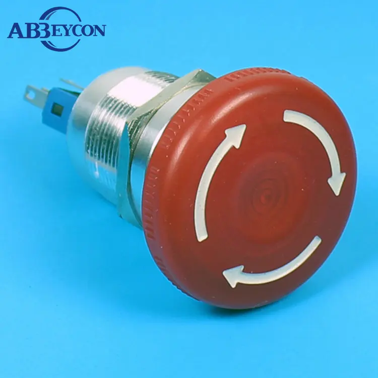 

TY 2220EF Momentary 22mm CE ROHS LED illuminated type red LED mushroom emergency stop pushbutton switch