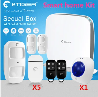 

2017 Most Advanced Wi-Fi Security Alarm System Etiger Home Safety Burglar alarm system With indoor strobe flash siren