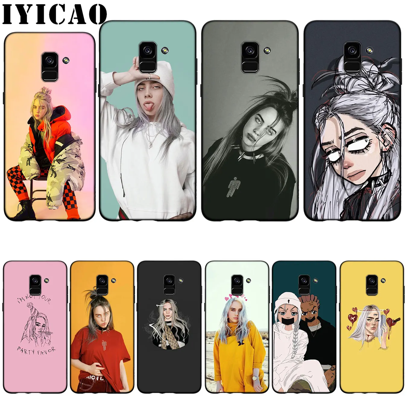 

IYICAO Billie Eilish 13 Girl Silicone Soft Case for Samsung Galaxy A6 Plus A9 A8 A7 2018 A3 A5 2016 2017 Note 9 8
