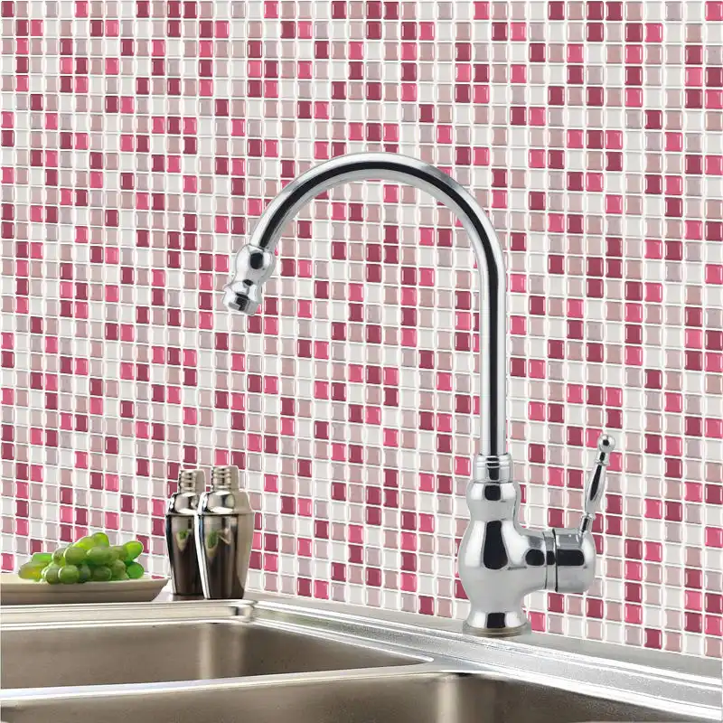 Mosaic Tile Stickers For Kitchen Bathroom Self Adhesive Pet Pu Diy Home Decor Wallpapers Waterproof Brick Decalfree Shipping Aliexpress Mosaic Tile Stickers For Kitchen