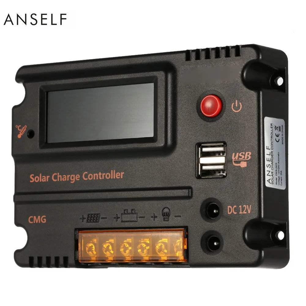 

Anself 20A 12V 24V LCD Solar Charge Controller Panel Battery Regulator Auto Switch Overload Protection Temperature Compensation