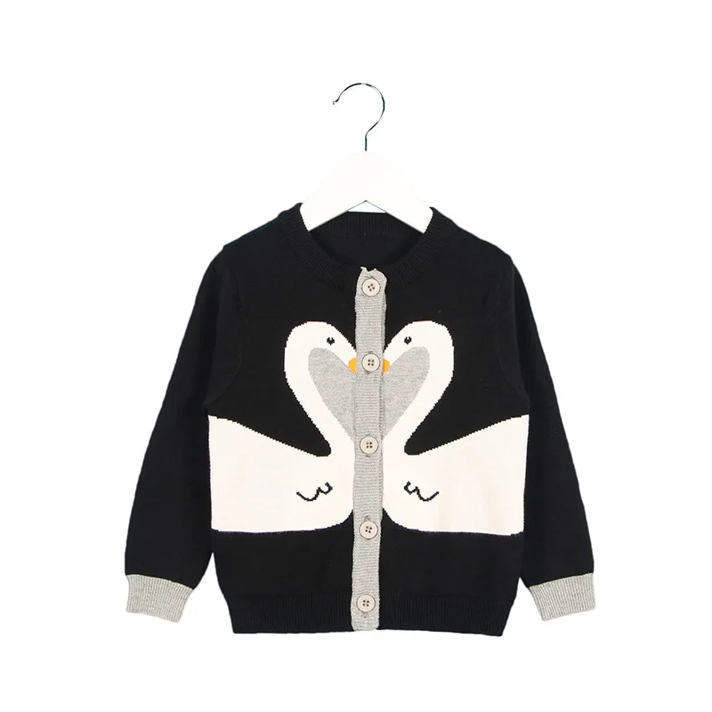 INS/Лидер продаж, Европейский детский свитер Топы с рисунком лебедя для девочек, вязаный кардиган для мальчиков, хлопковая одежда детская хлопковая верхняя одежда для малышей